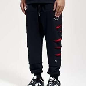 Niepce Inc Men's Ripped Japanese Streetwear Jogger Pants