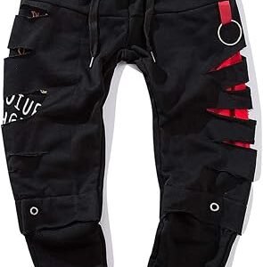 Niepce Inc Men's Ripped Japanese Streetwear Jogger Pants